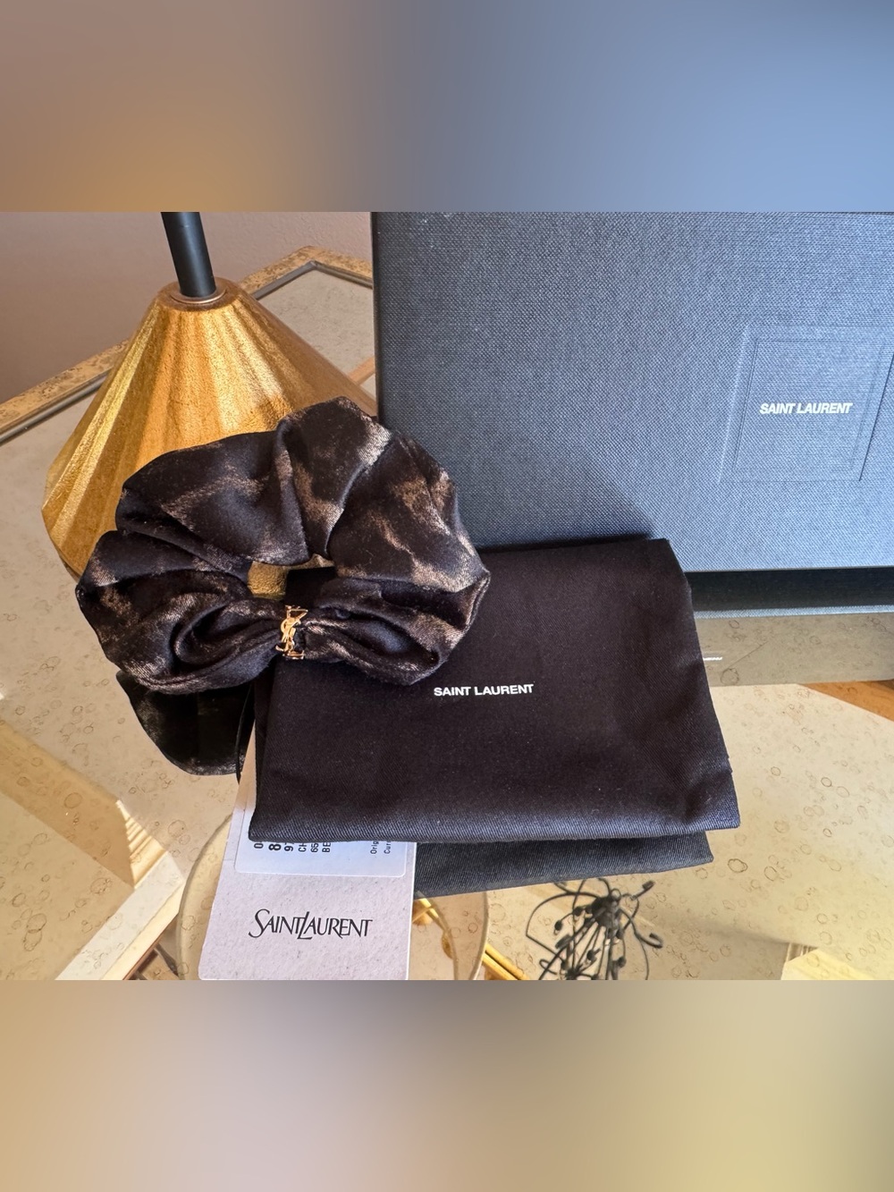 Authentic Saint Laurent YSL Cassandre Leopard Print Scrunchie Chouchou